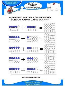 Çocuklar İçin toplam işlemi yaprak testleri 